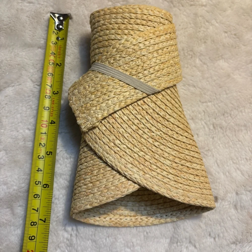 🇺🇸 NEW Visor Tan Woven Hat Straw Fold-Up Travel Beige Sun Protection